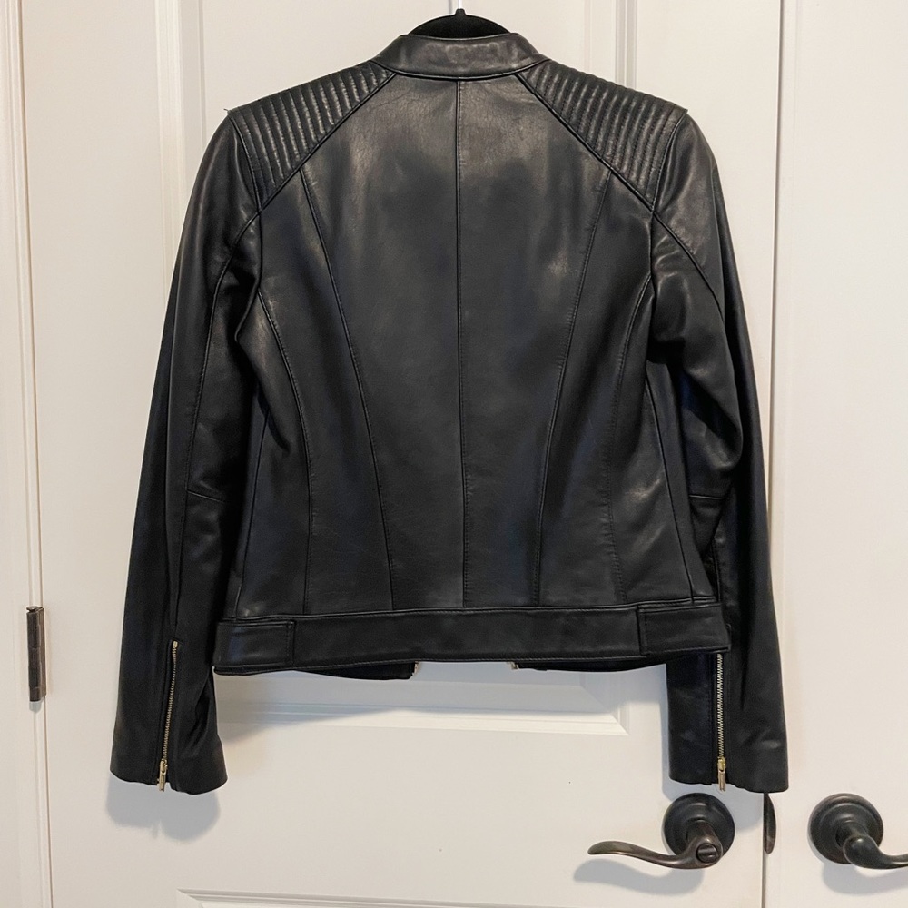 Cole Haan Leather Moto Racer Jacket - Picture 2 of 8